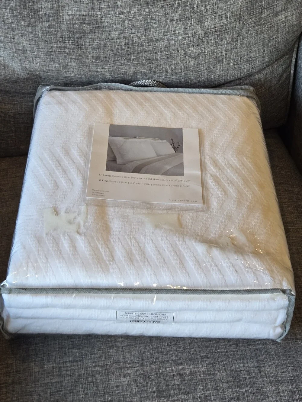 Docofil King Bed 3pc Duvet Set 100% Cotton by Docofil / Portugal White
